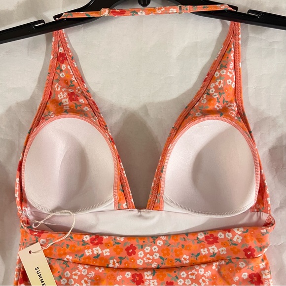 Summersalt Deep V Halter Swimsuit Size 6 in Orange Floral - Picture 8 of 15